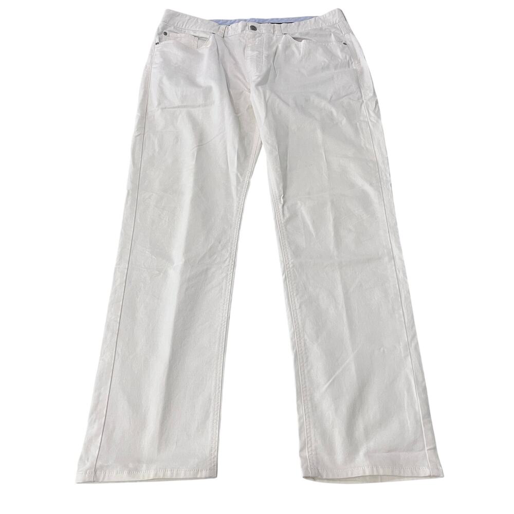 PETER MILLAR Crown Crafted White Pima Cotton Stretch Pants Mens Size 36x31